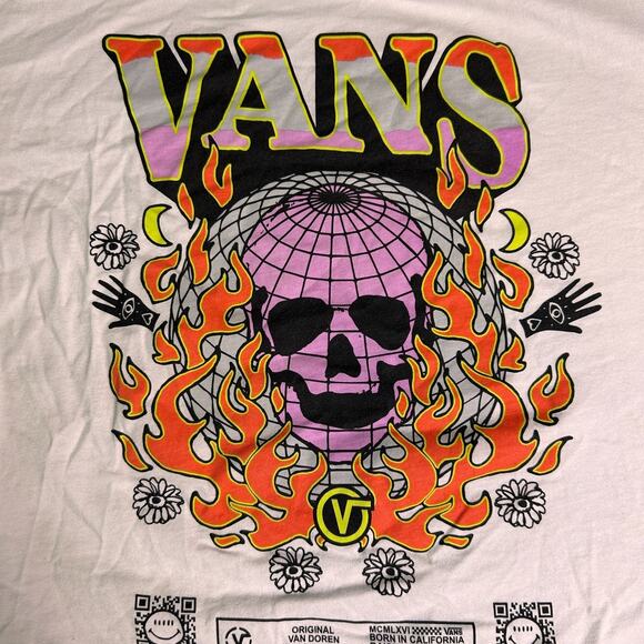 Vans Cropped Graphic Tee Womens Small Long Sleeves Skater Streetwear Alt Girl - Picture 6 of 7
